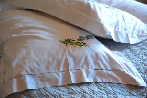 Hand Embroidered Lavender Flower Duvet Cover Queen Size 98x92" - kinchecom