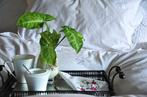 White Daisies Embroidered Duvet Cover Queen Size 98X92" - kinchecom