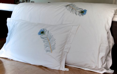 Peacock feather,Hand Embroidered Pure Cotton Duvet Cover King Size 102x98" - kinchecom