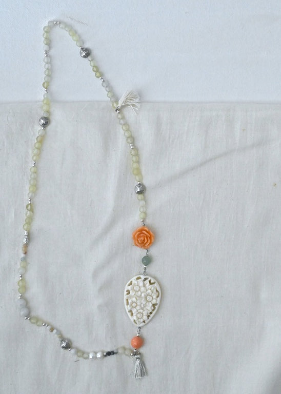 Celeste, Aventurine Semi Precious Bead, Agate Beads & Resin Beads Necklace - kinchecom