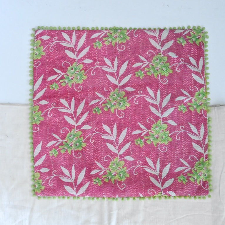 Amodar, Reversible Vintage Kantha Cushion/Pillow Cover 20X20" - kinchecom