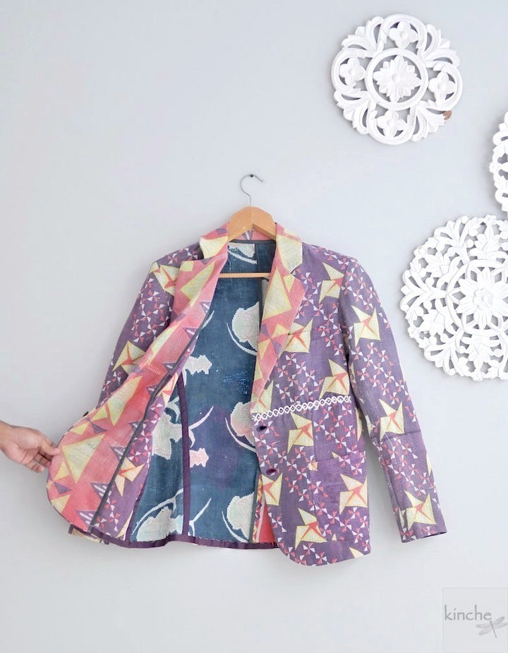 Sloan, Sustainably made Kantha Blazer, One of a Kind Chest/Bust 40 - kinchecom
