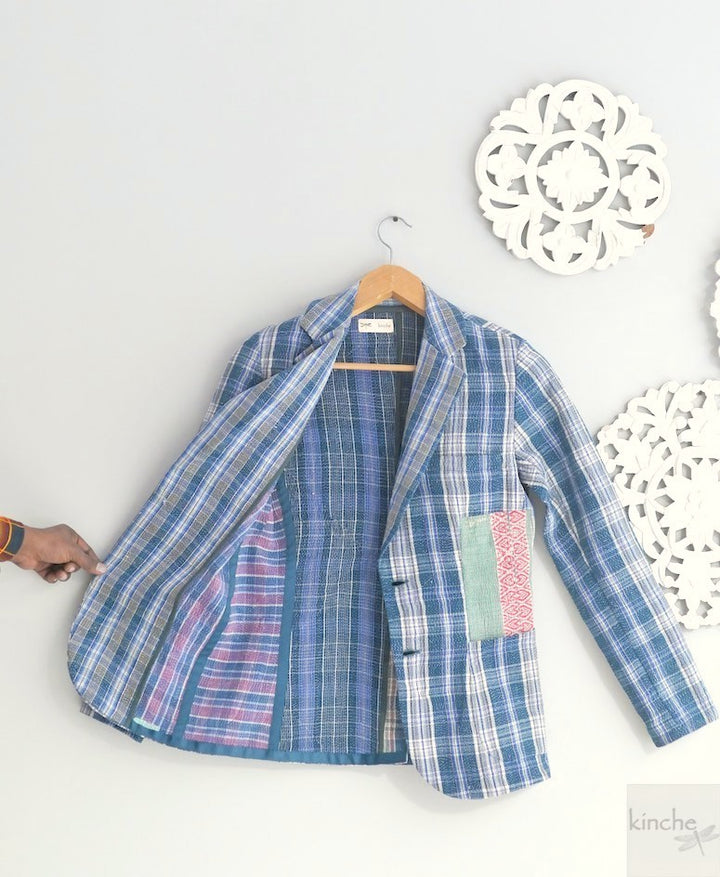 James, Sustainably Made, Up Cycled Vintage Quilt, Gender Fluid Blazer 36" - kinchecom