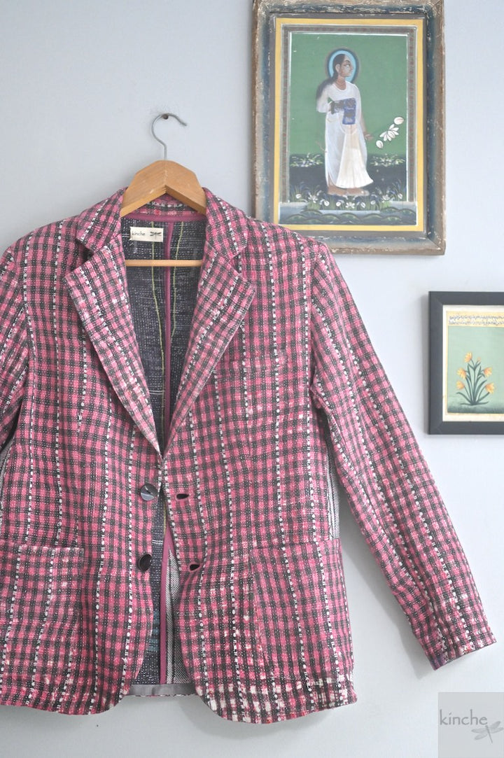Oakley, Chest 44 Inches, XL, Vintage Quilt Handmade Blazer - kinchecom