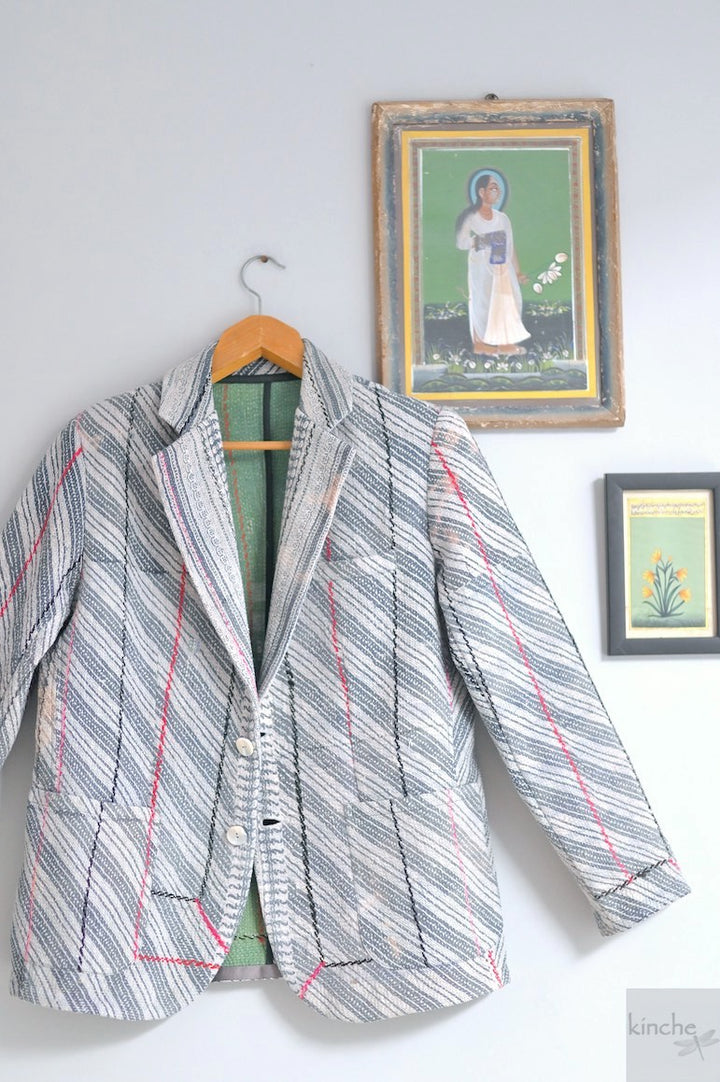 Charlie, Chest 44 Inches, XL, Vintage Quilt Handmade Blazer Unisex - kinchecom