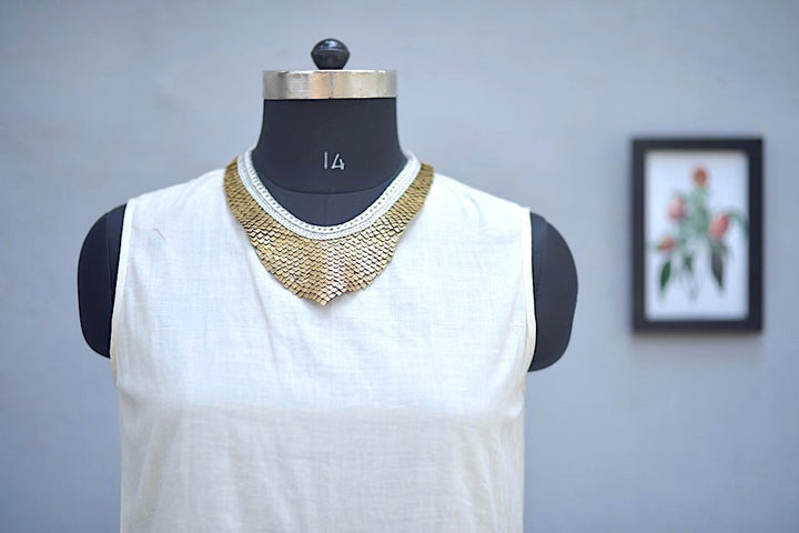 Kent, Handmade Pure Brass and Zari Necklace - kinchecom
