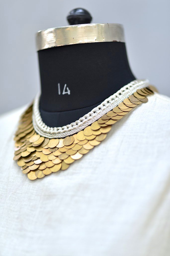 Zagreb, Handmade Pure Brass and Zari Necklace - kinchecom