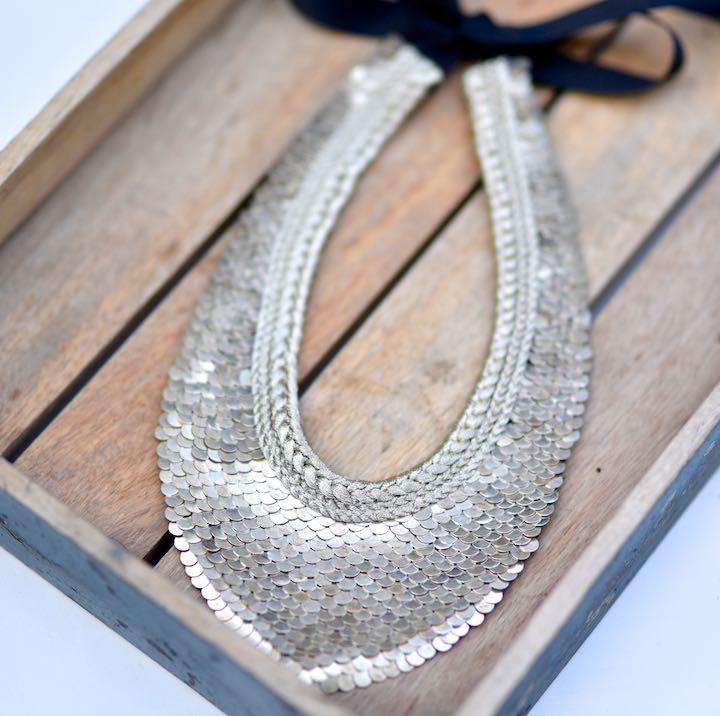 York, Handmade Pure Silver Brass and Zari Necklace - kinchecom
