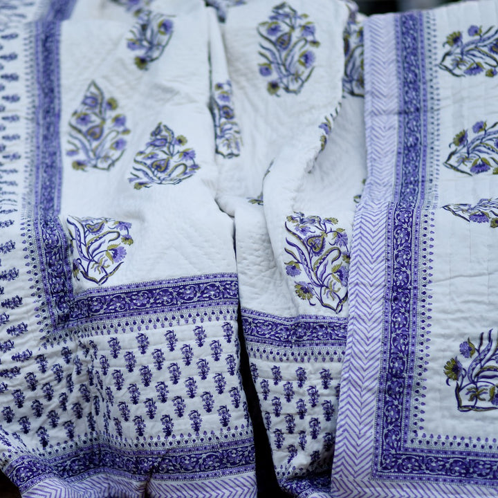 Pokaran, Jaipuri Quilt/ Razai, Hand Block Printed and Handmade 100X90" - kinchecom
