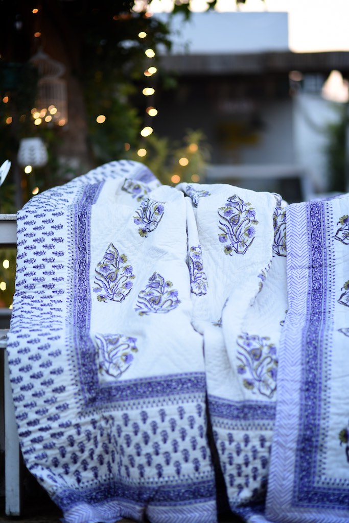 Pokaran, Jaipuri Quilt/ Razai, Hand Block Printed and Handmade 100X90" - kinchecom