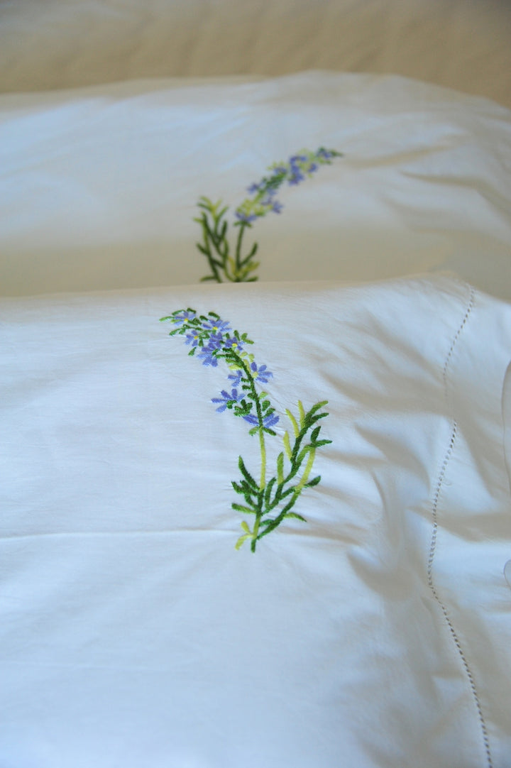 Hand Embroidered Lavender Flower Duvet Cover Queen Size 98x92" - kinchecom