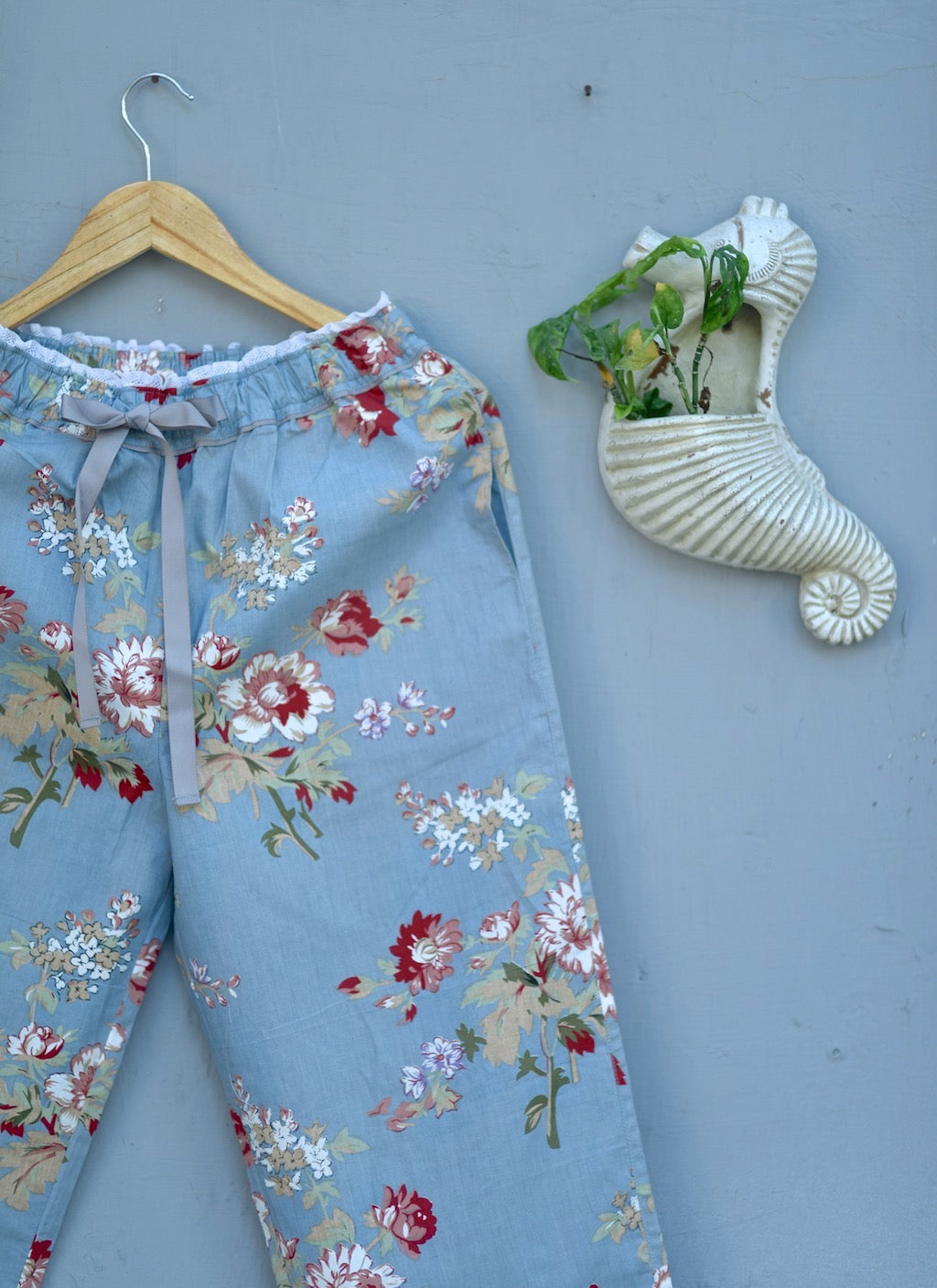 Kiri Handmade Grey and Maroon Floral Print jammies with lace Finishing - kinchecom