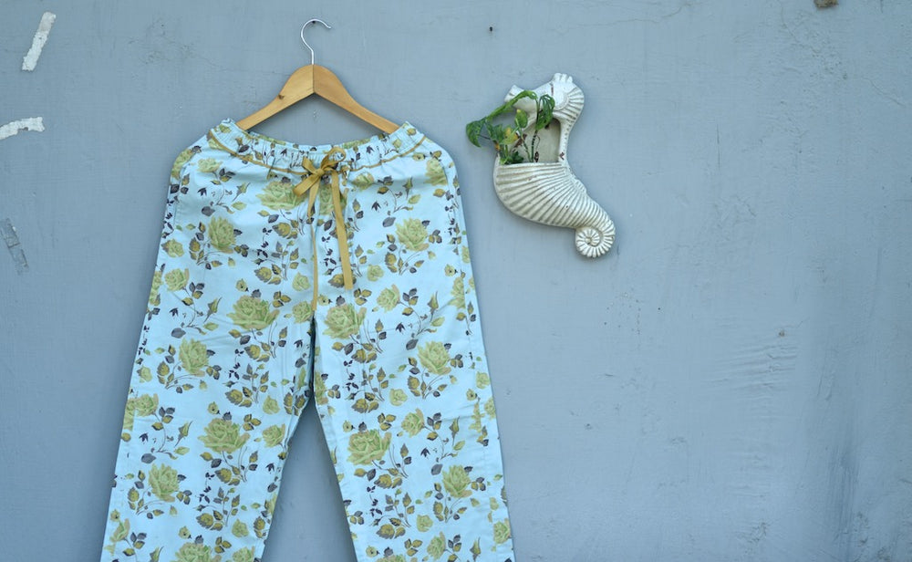 Mitya, Light Blue Color and Yellow Floral Print Pajama by kinche - kinchecom