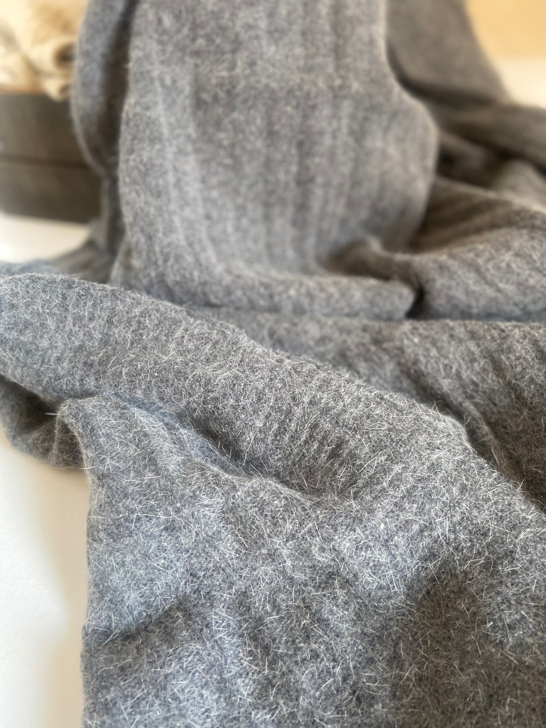 Angora wool knitted throw, wrap shawl knitted big