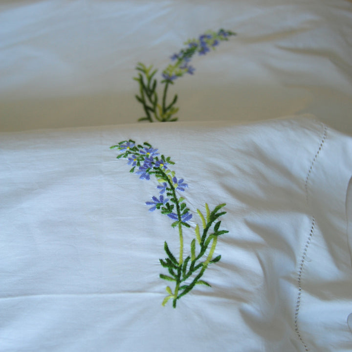 Hand Embroidered Lavender Flower Duvet Cover Queen Size 98x92" - kinchecom