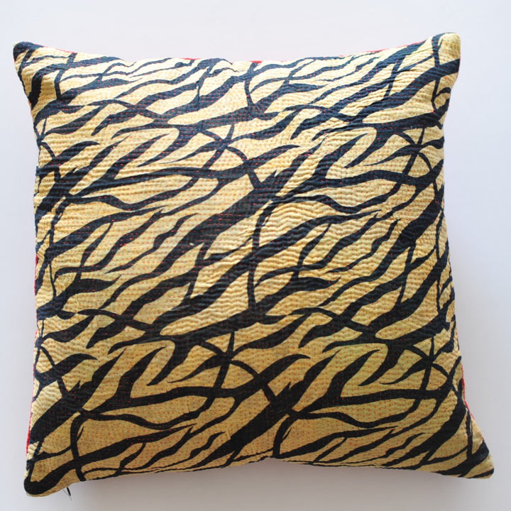 Chitra, Reversible Vintage Kantha Cushion Cover 20X20" - kinchecom