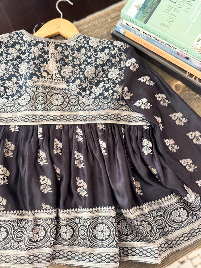 Anaya, Handmade, Vintage Silk Saree Kediya in Black & Silver Zari, Large