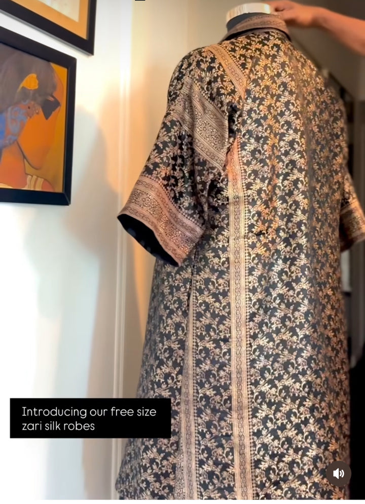 Jama 1, Long Robe Style Coat made with Vintage Zari Silk
