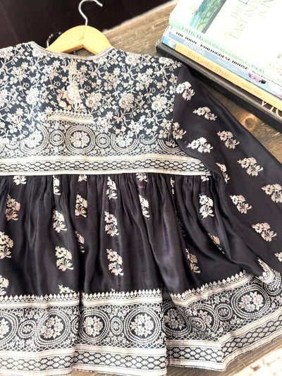 Anaya, Handmade, Vintage Silk Saree Kediya in Black & Silver Zari, Large