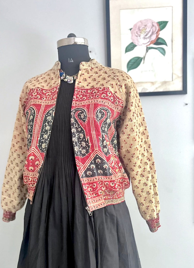 Large, Rachel Jacket in a beautiful Vintage Print, Slightly Quilted
