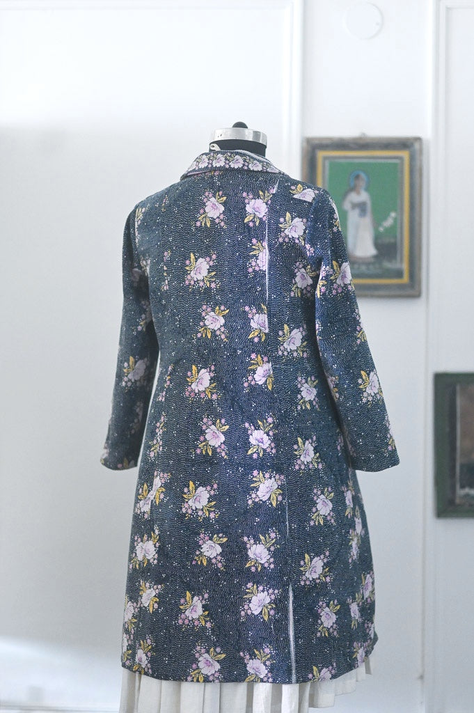 Celeste, Handmade Vintage Kantha Long Blazer in XL