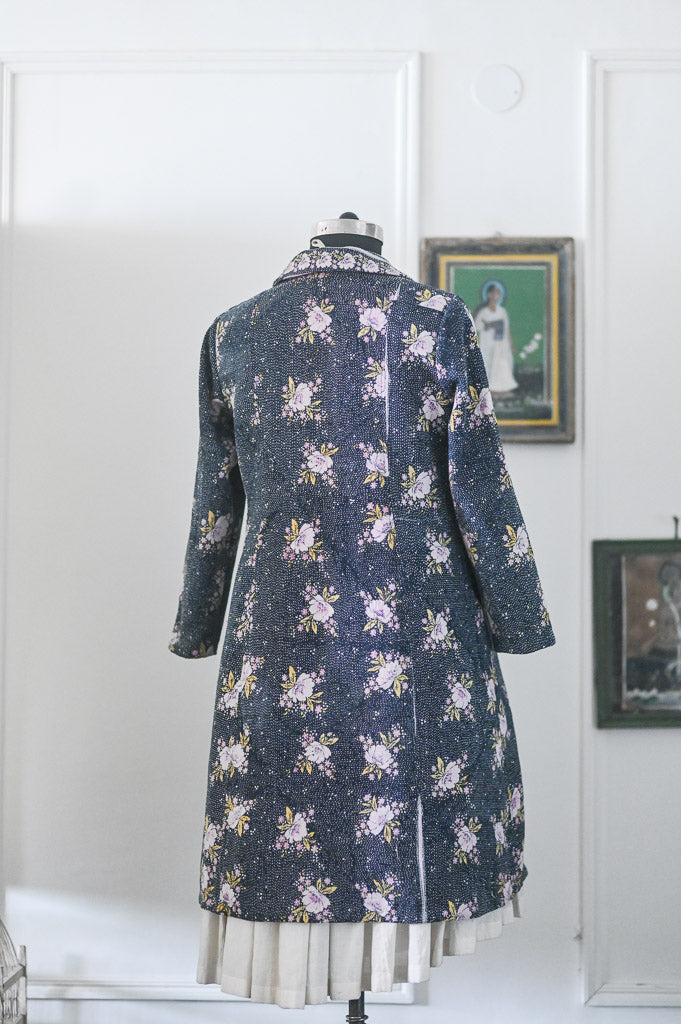 Celeste, Handmade Vintage Kantha Long Blazer in XL