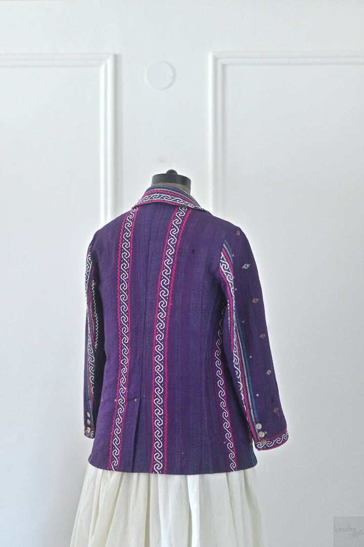 Charlie, Size Large, Antique Kantha Quilt Blazer for Women, One of a Kind