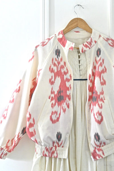 Tashkent, Hand Woven Exotic Ikat Pattern, Bomber Jacket