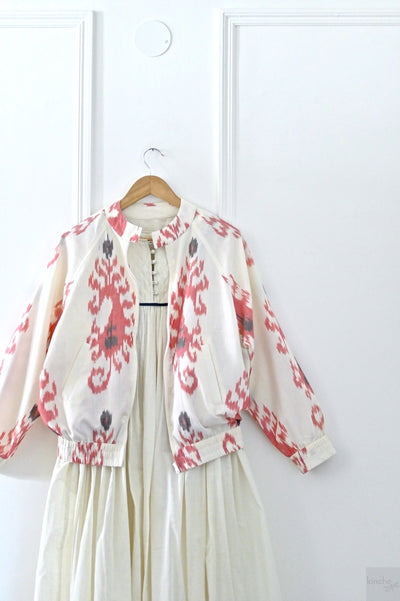 Tashkent, Hand Woven Exotic Ikat Pattern, Bomber Jacket