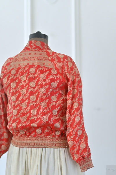 Radha, Size Medium, Heritage Silk Zari Bomber Jacket