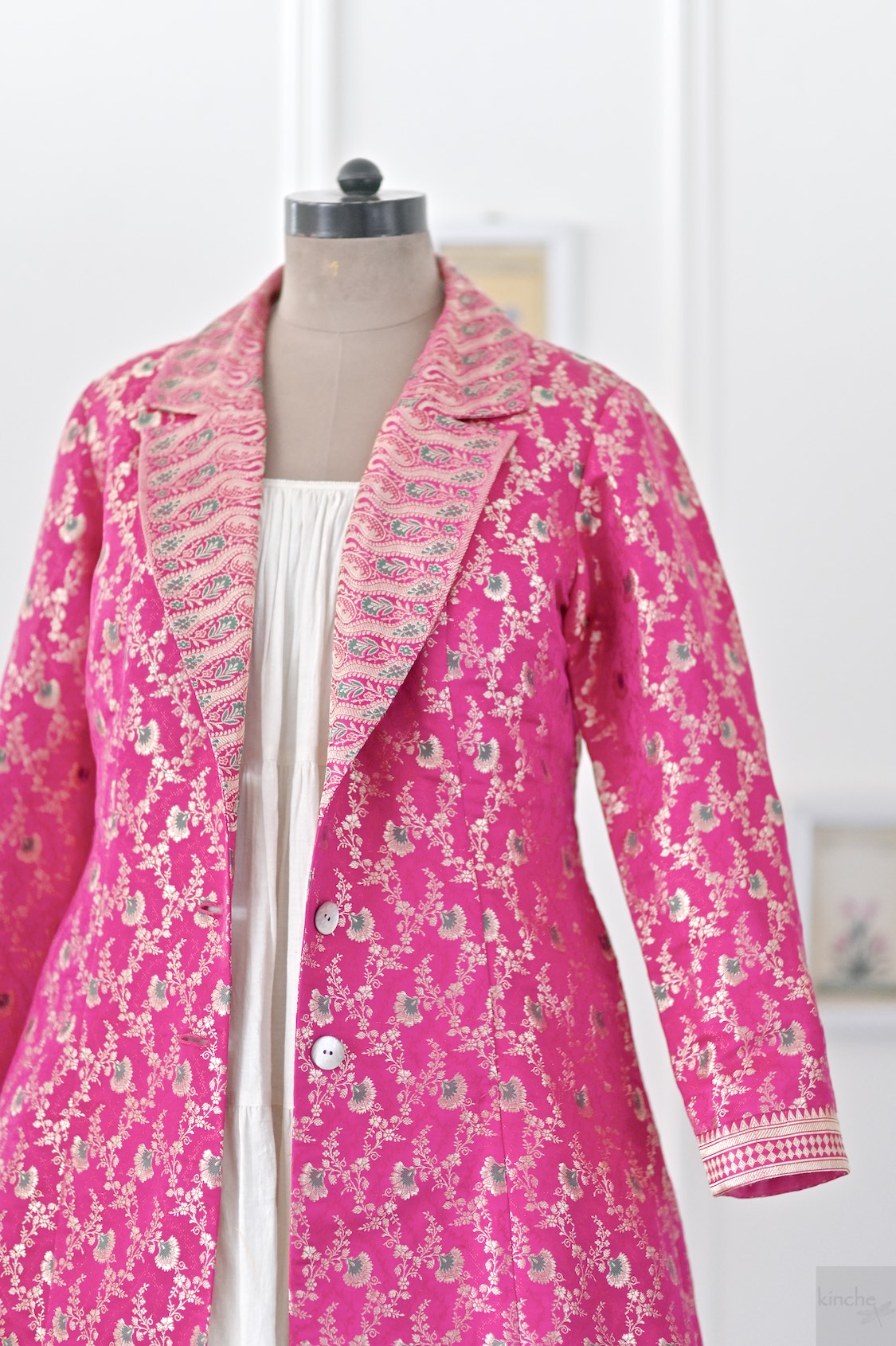 Vintage Zari Silk long jacket, Festive wear from kinche