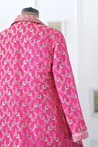 Nura, Sustainably Made, Brocade Silk  Saree, Up Cycled Long Blazer