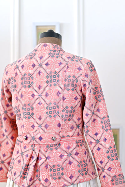 Tamm, Light Pink, 1900's Vintage Nakshi Embroidered kantha Jacket, Medium