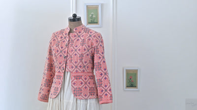 Tamm, Light Pink, 1900's Vintage Nakshi Embroidered kantha Jacket, Medium