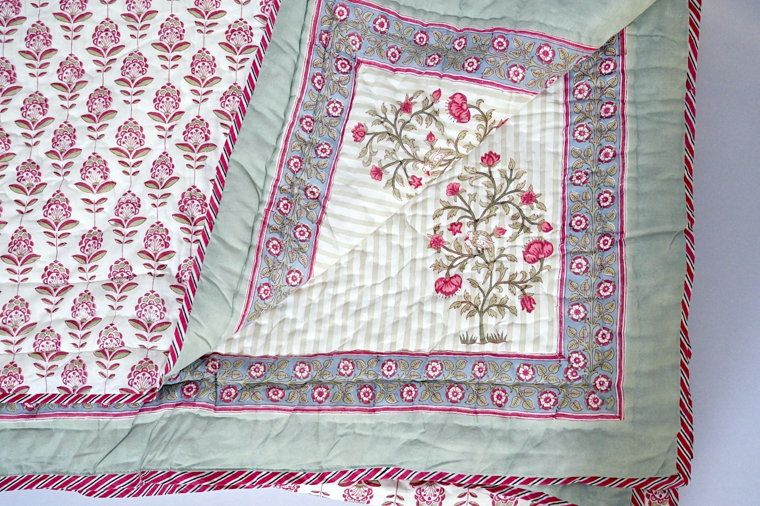 Sustainably made, Vintage Colors, Block Print Quilts from India
