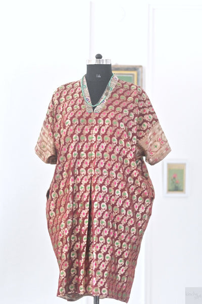 Konya, kinche Rare Weave, Vintage Zari Kaftan Dress, Large & XL