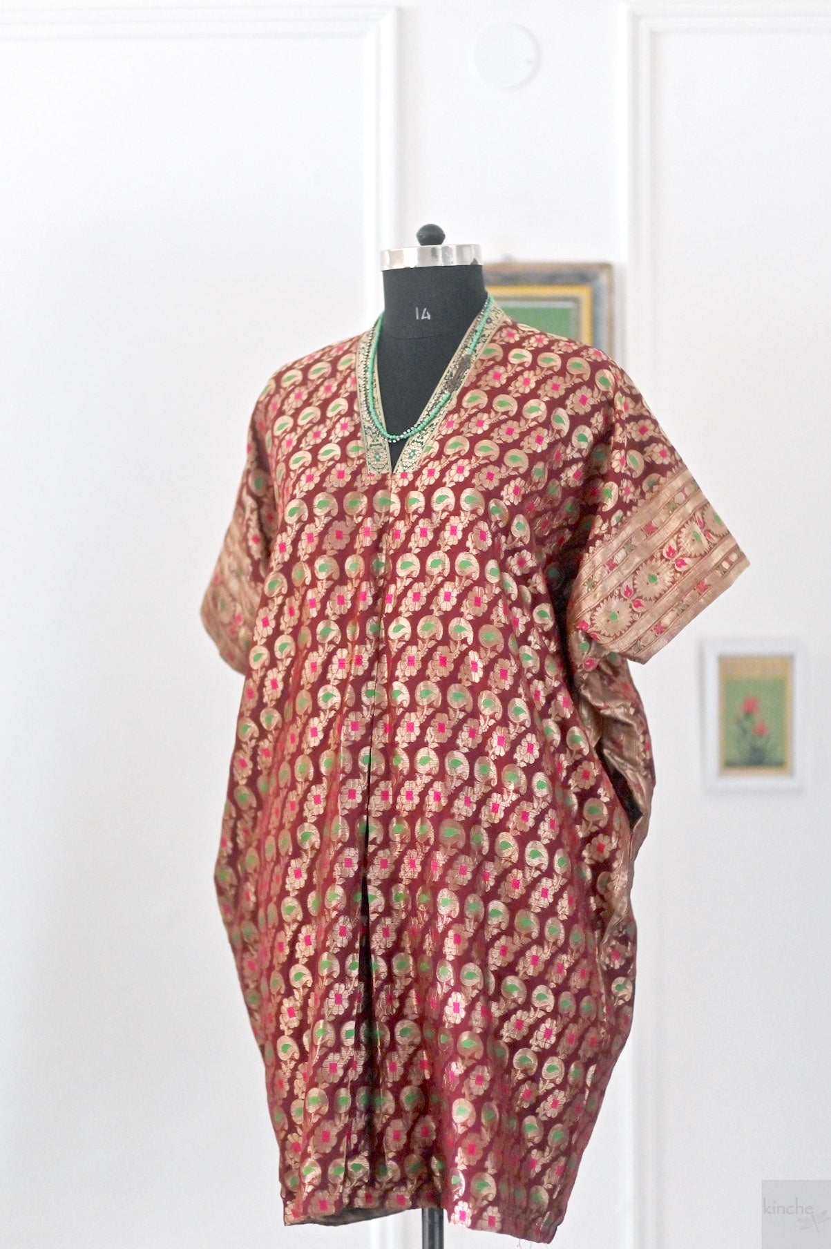 Konya, kinche Rare Weave, Vintage Zari Kaftan Dress, Large & XL