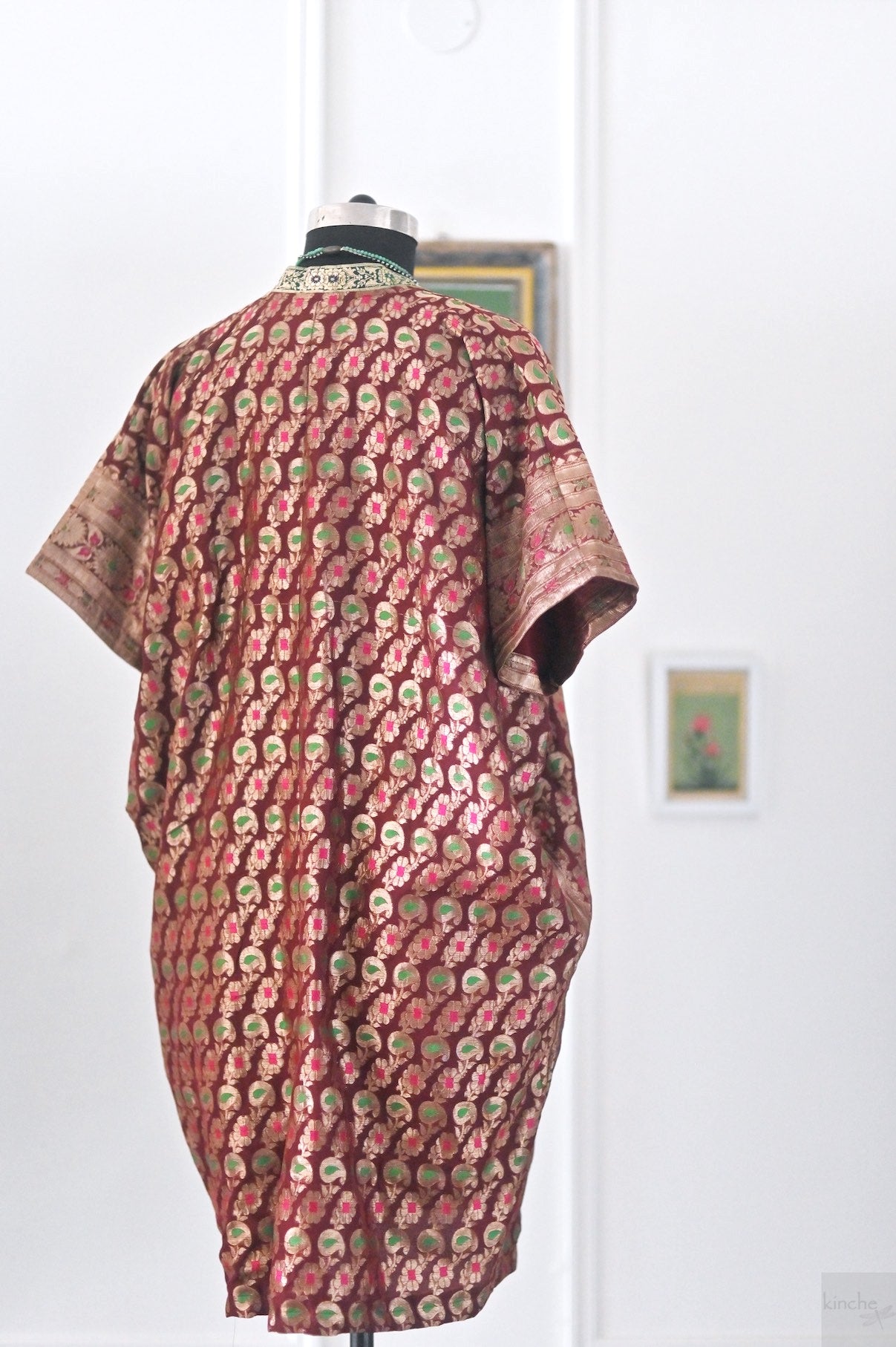 Konya, kinche Rare Weave, Vintage Zari Kaftan Dress, Large & XL