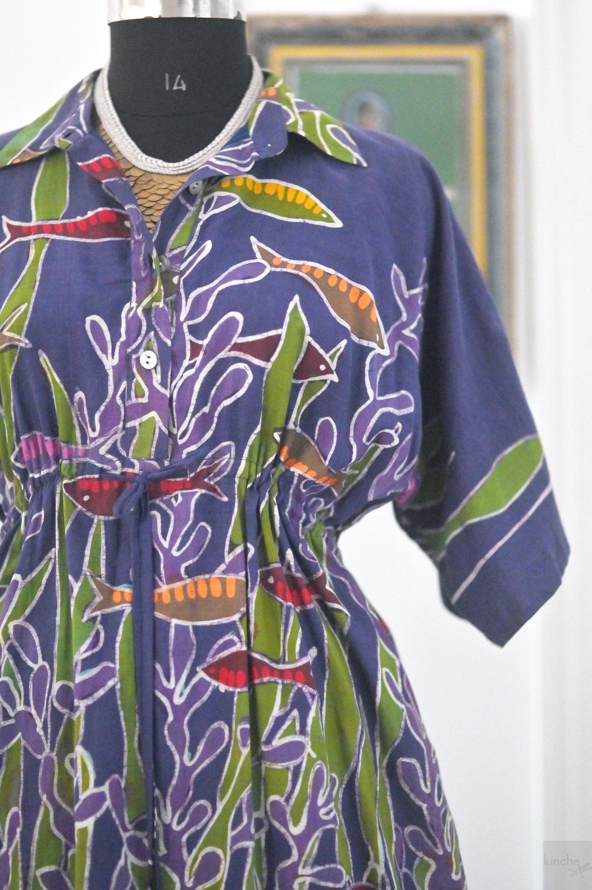 Katha 2, Handpainted, Tie & Dye Free Size Kaftan Dress