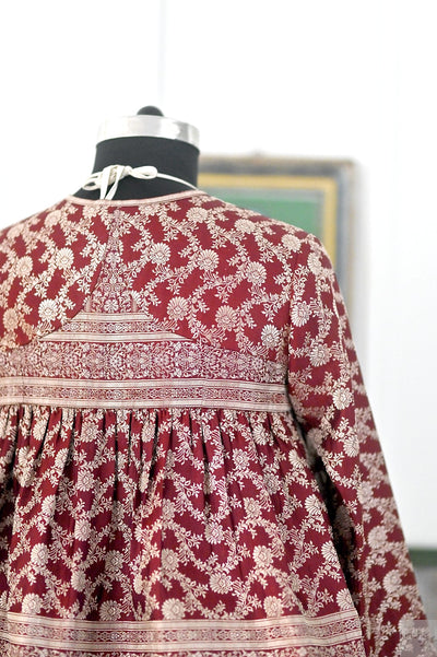 Injiri, Vintage Zari Katan Silk Saree, Up Cycled Kediya Blouse, M & L