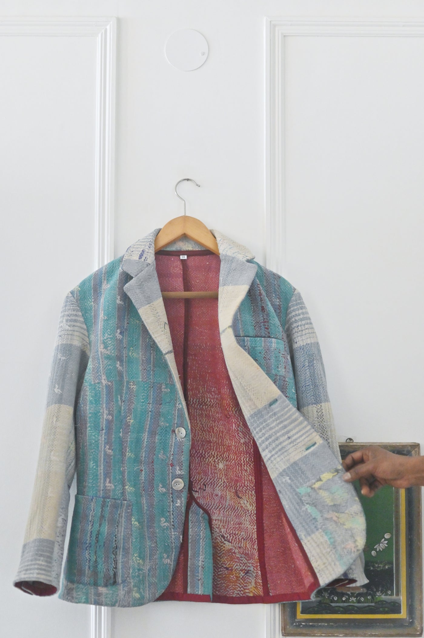 Oliver, Up Cycled Kantha Quilt Men's Blazer, Distressed Look