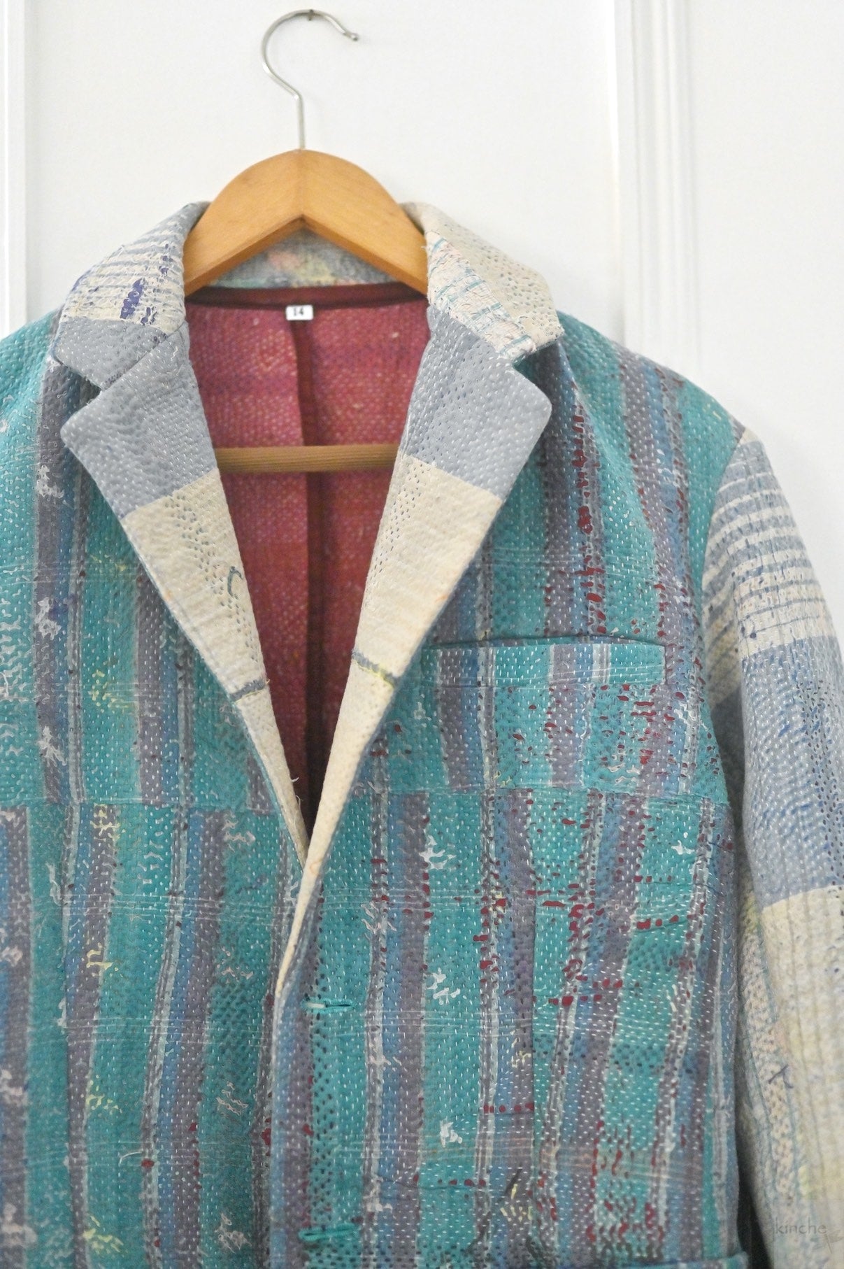 Oliver, Up Cycled Kantha Quilt Men's Blazer, Distressed Look