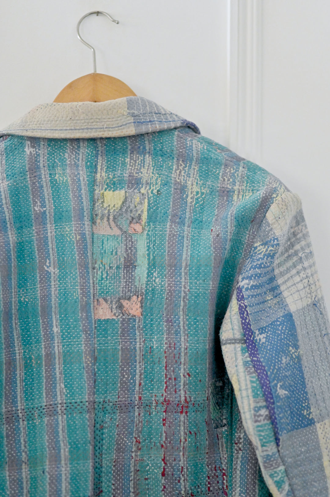 Oliver, Up Cycled Kantha Quilt Men's Blazer, Distressed Look