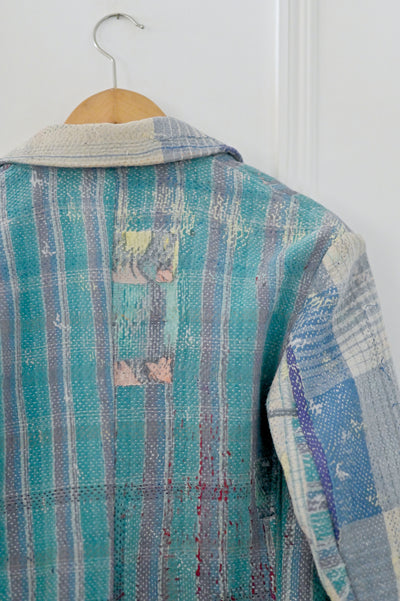 Oliver, Up Cycled Kantha Quilt Men's Blazer, Distressed Look
