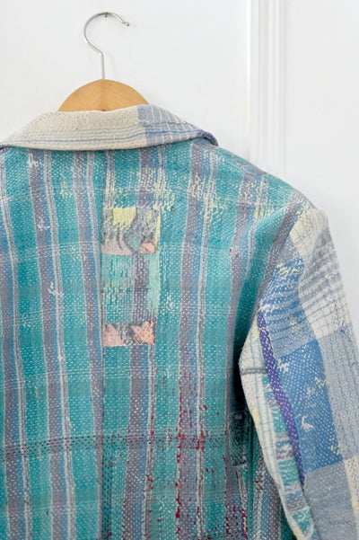 Oliver, Up Cycled Kantha Quilt Men's Blazer, Distressed Look