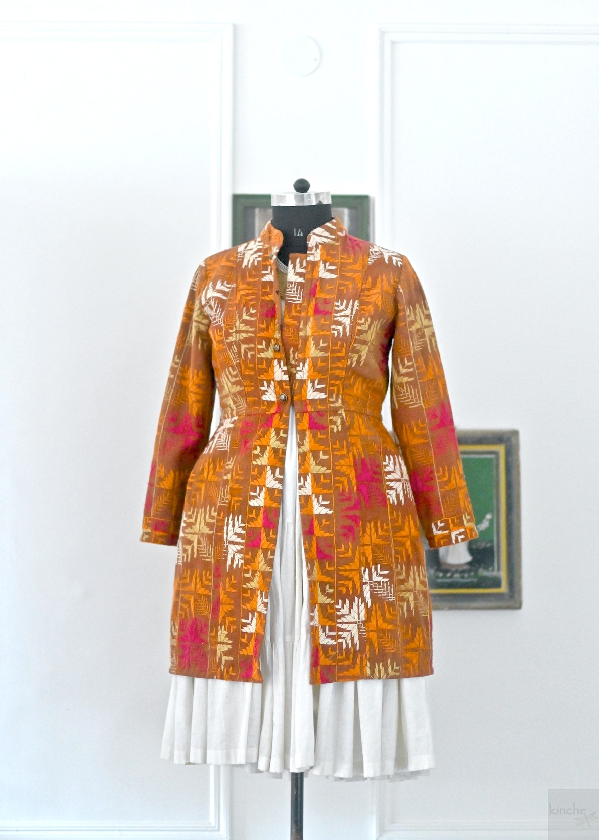 Shrija, Size large, Knee Length Jacket Made of Antique Phulkari Chaddar/ One of a Kind