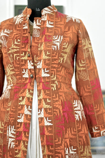 Shrija, Size large, Knee Length Jacket Made of Antique Phulkari Chaddar/ One of a Kind