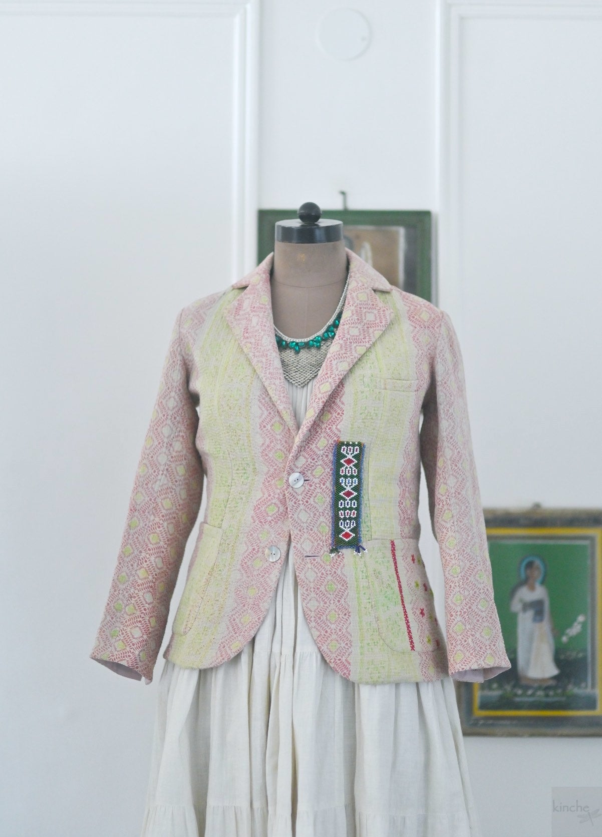 Kai, Vintage Kanta Quilt Jacket with Rabari Kutch Patchwork, Hand Embroidered, Medium