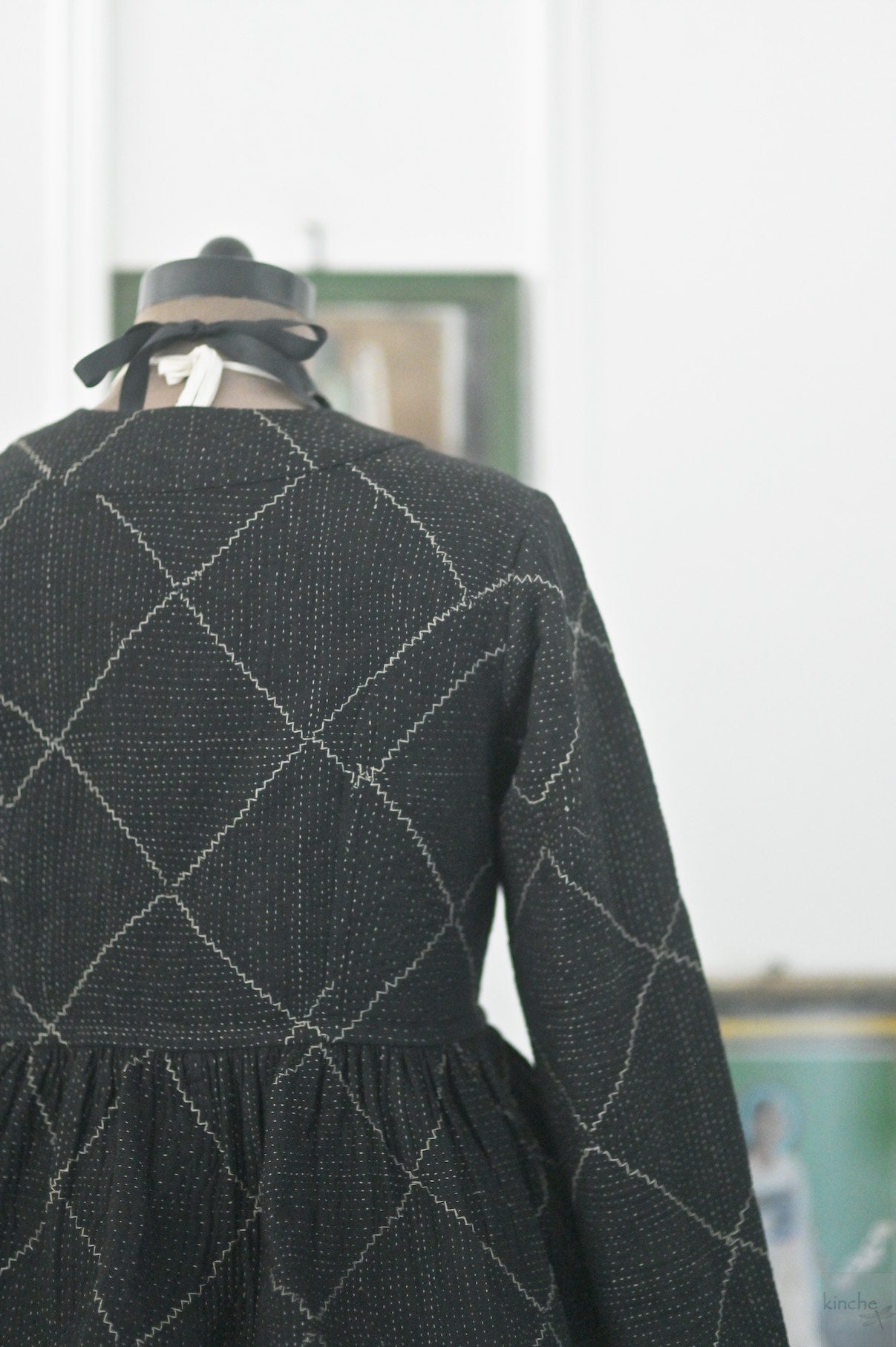 Medium, Hasina, Black Peplum Jacket, Slightly Quilted & Hand Embroidered