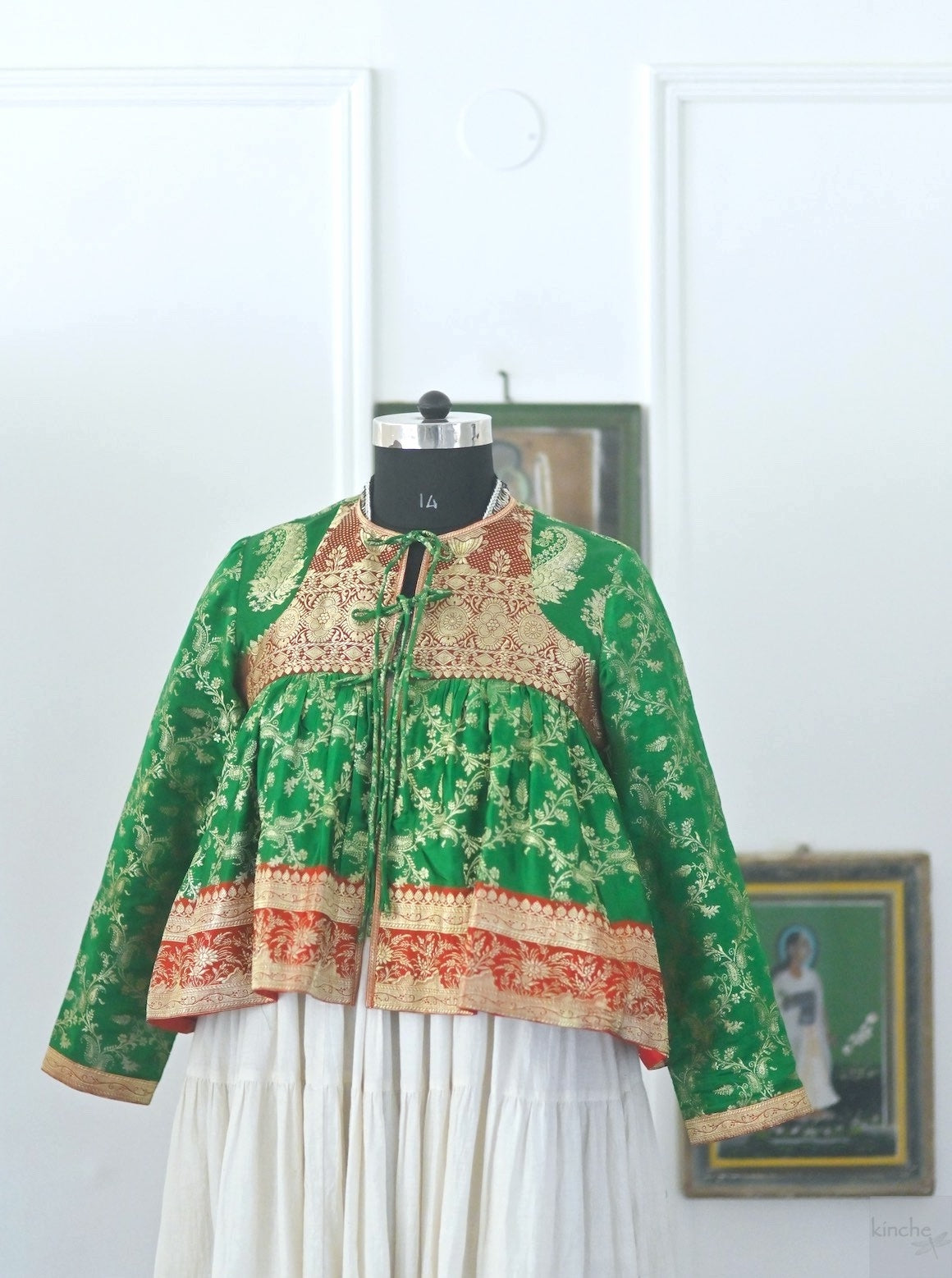 Ameena, Medium, Vintage Katan Silk Kedia Blouse , One of a Kind